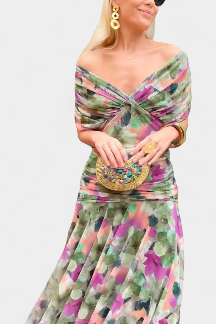 Florendra™ | Vestido Largo Floral con Escote en V