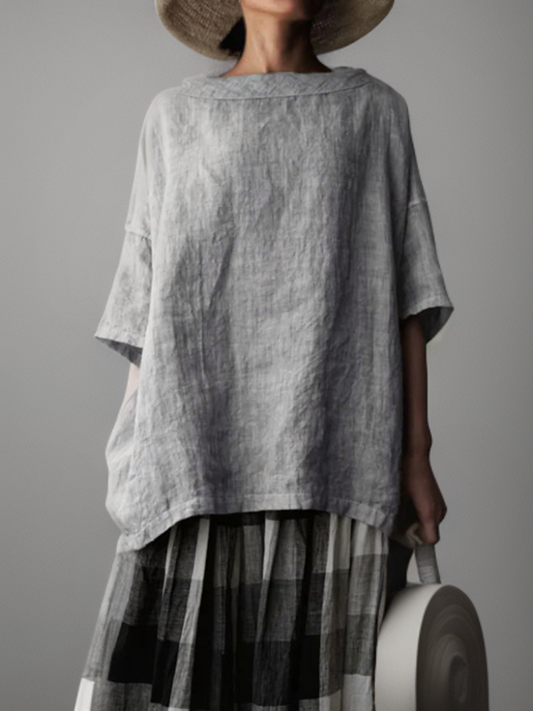 Viktoria┃Túnica vintage oversize con escote barco
