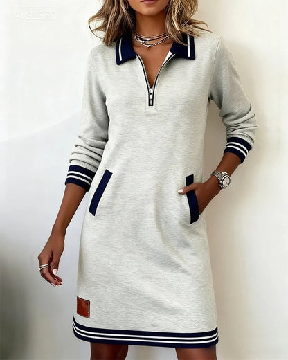 Vestido de algodón de manga larga chic