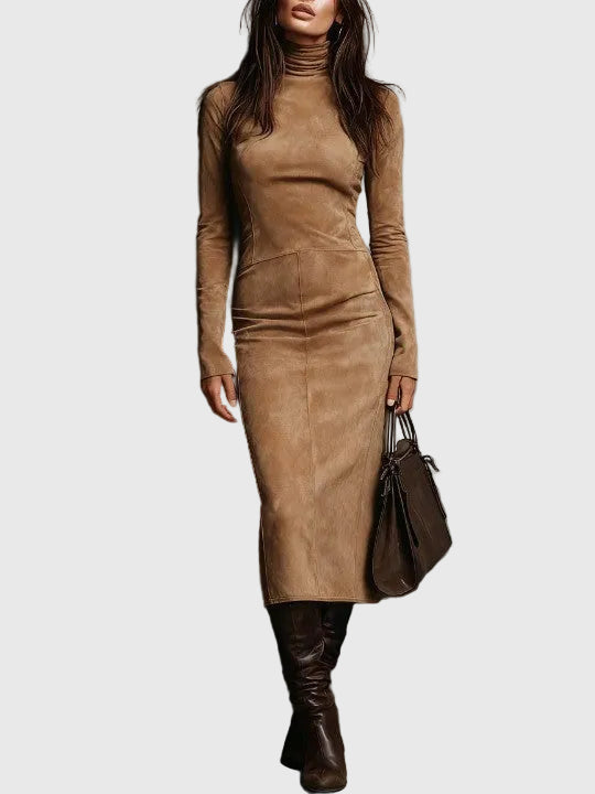 Rosa | Elegante Vestido Midi de Ante