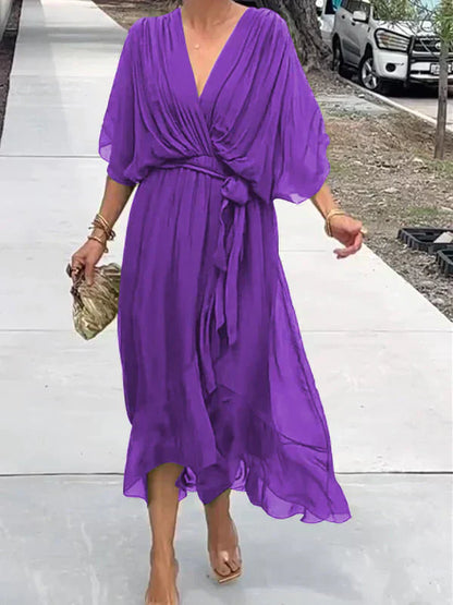 Monica | Vestido de muselina de seda con escote en V