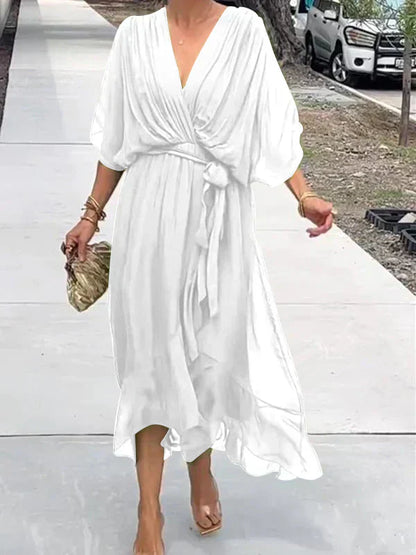 Monica | Vestido de muselina de seda con escote en V