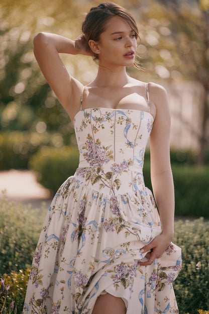 Kessara - Elegante Vestido Maxi Floral de Tirantes de Verano
