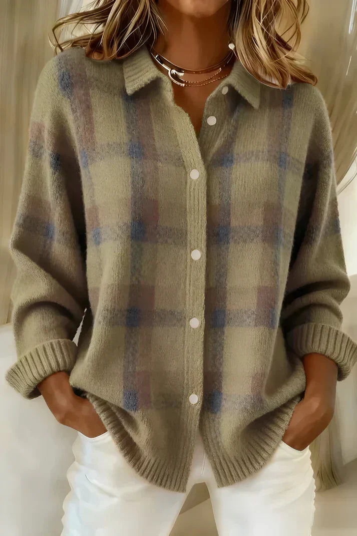 GISÈLE – CAMISA DE PUNTO A CUADROS SUAVES