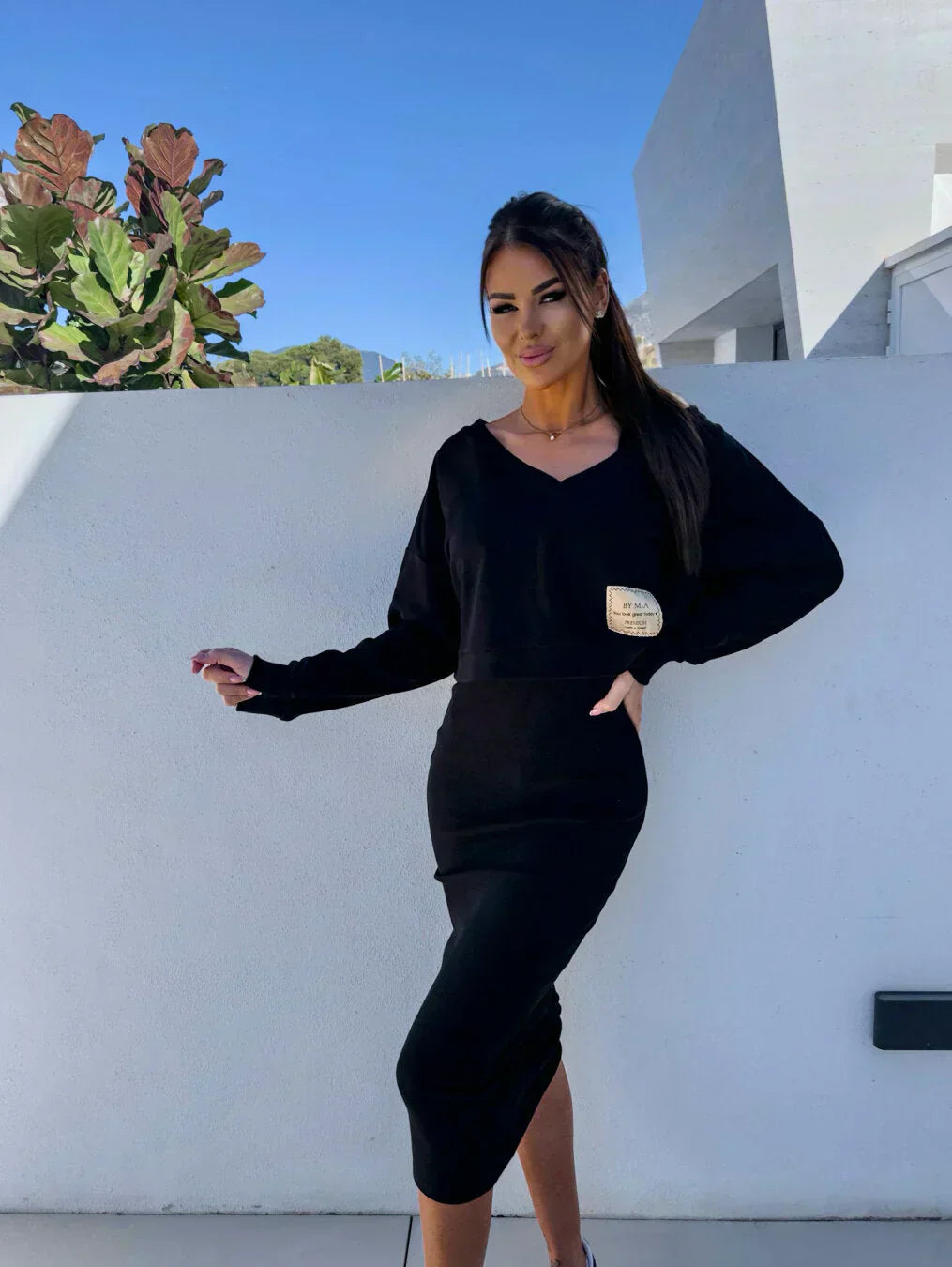 AMAYA – CONJUNTO DE VESTIDO CON SUÉTER SUAVE
