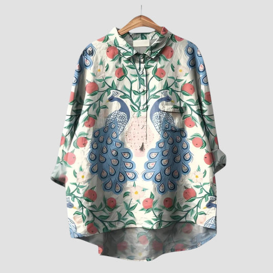 Naelira™ | 2025 – Blusa Jardín Pavo Real