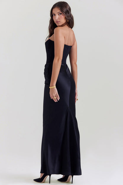 Paloma - Vestido Maxi Elegante de Satén Sin Mangas