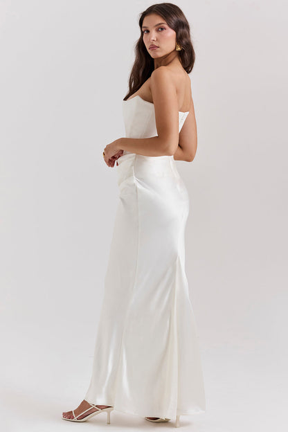 Paloma - Elegante Vestido Maxi Sin Mangas de Satén