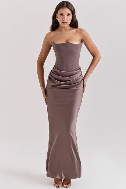 Paloma - Elegante Vestido Maxi Sin Mangas de Satén