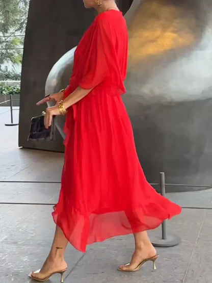 Monica | Vestido de muselina de seda con escote en V