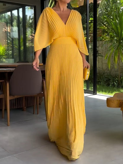RIA™ - Vestido Maxi Acanalado Flotante