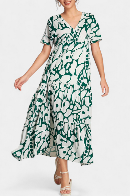 Nélida Vestido Fluido Estampado con Escote en V