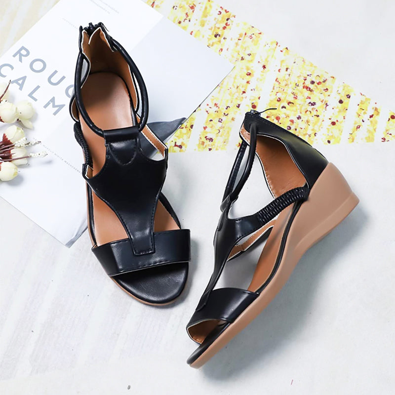 Anne – Sandalias ortopédicas de piel con tacón