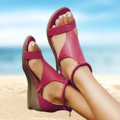 Anne – Sandalias ortopédicas de piel con tacón