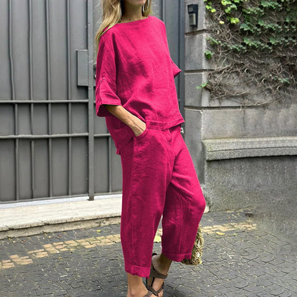 EMMA – CONJUNTO COMPLETO EN ALGODÓN-LINO CASUAL