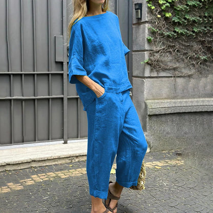 EMMA – CONJUNTO COMPLETO EN ALGODÓN-LINO CASUAL
