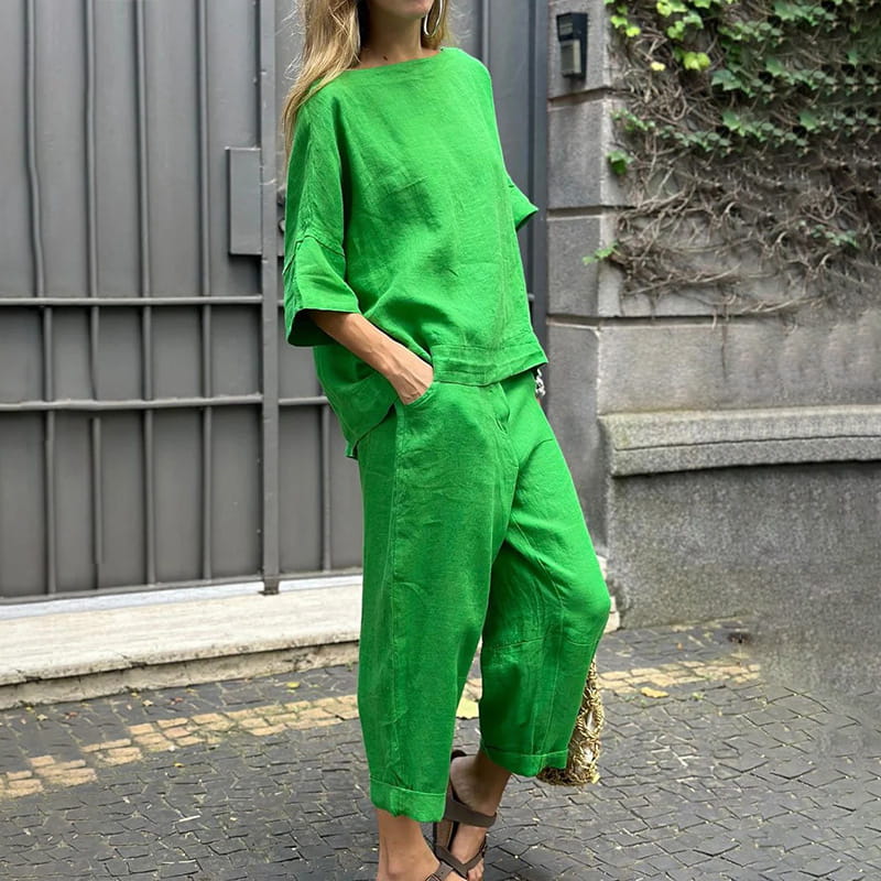 EMMA – CONJUNTO COMPLETO EN ALGODÓN-LINO CASUAL