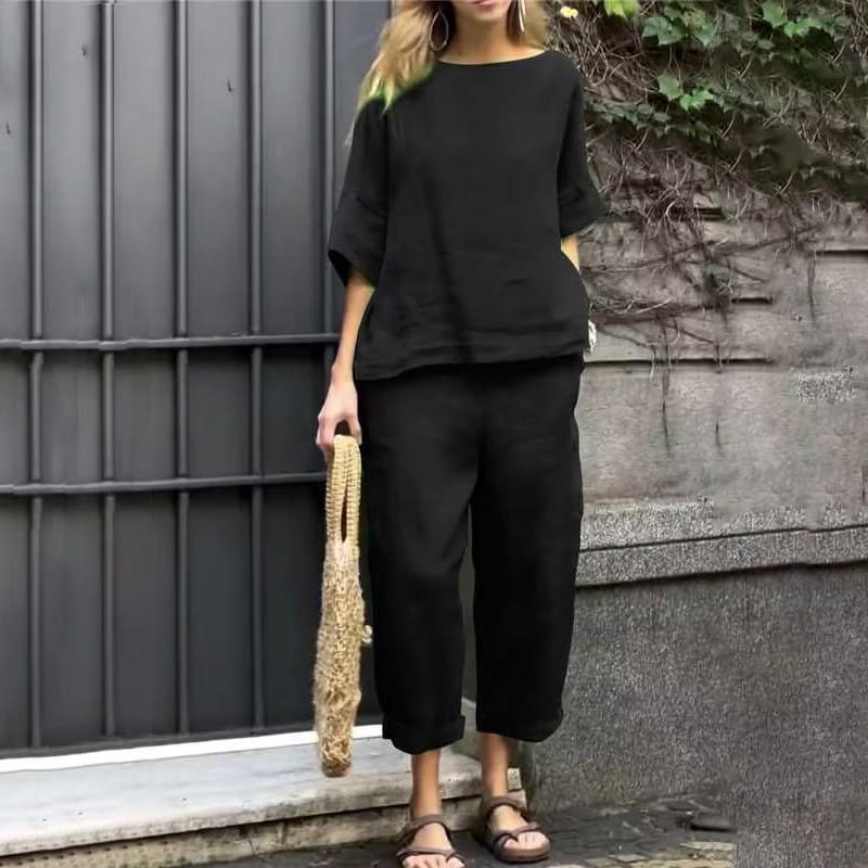 EMMA – CONJUNTO COMPLETO EN ALGODÓN-LINO CASUAL