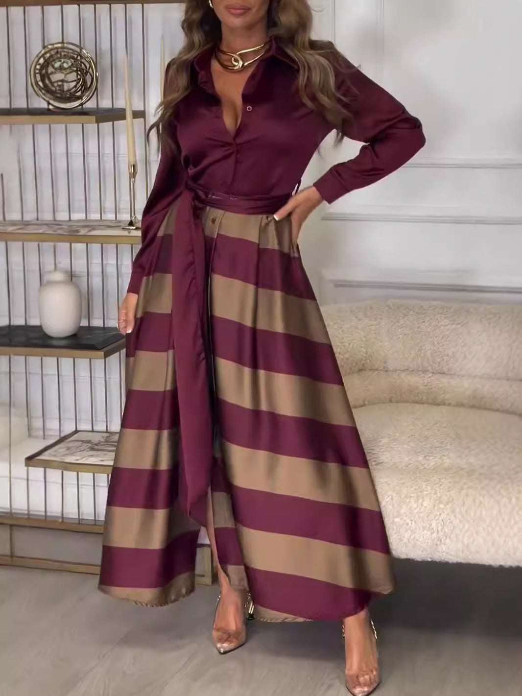 Yvonne | Vestido Maxi a Rayas