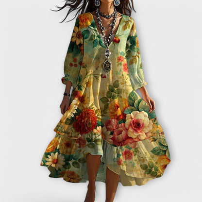 Shanae – Vestido Midi Elegante con Patrón Floral