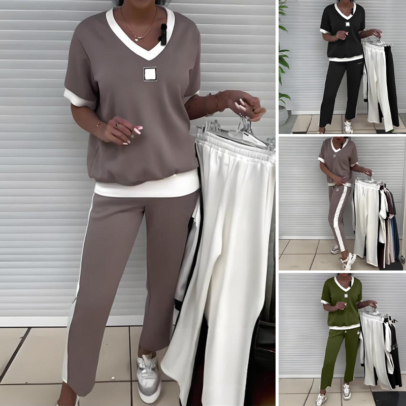 Maliah | Conjunto Casual con Top en V y Pantalones