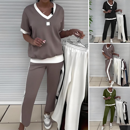 Maliah | Conjunto Casual con Top en V y Pantalones