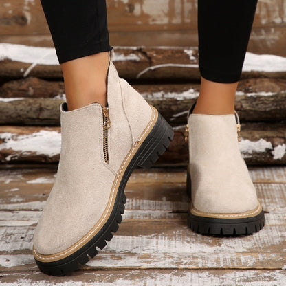 Botas de mujer con puntera redonda y cremallera lateral
