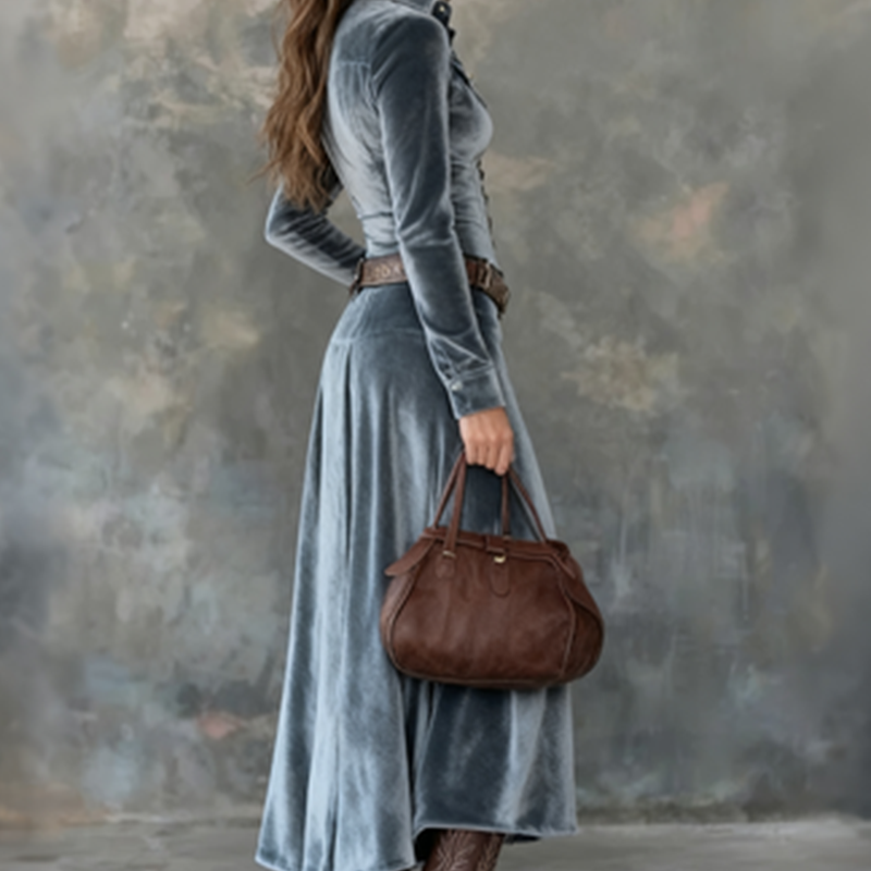 Dulce | Vestido maxi vintage de terciopelo fluido