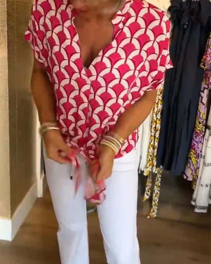 Audrey | Top Casual con Estampado y Escote en V