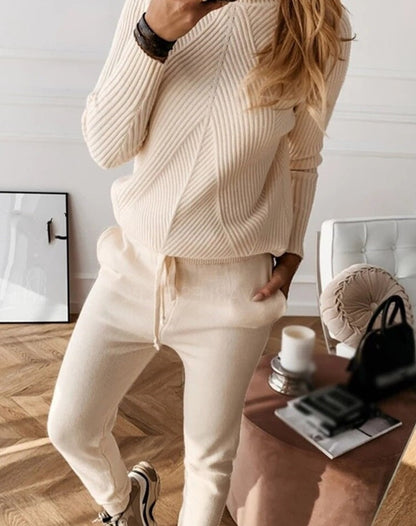 Conjunto de Mujer de Punto de 2 Piezas con Pantalones y Suéter