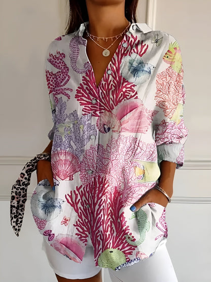 BLUSA FLORAL DESIREE CON TAPETA DE BOTONES