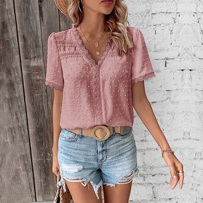 Maxine - Elegante Blusa de Verano con Escote en V