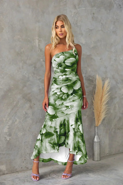Nimue - Vestido de Raso Corto con Un Hombro