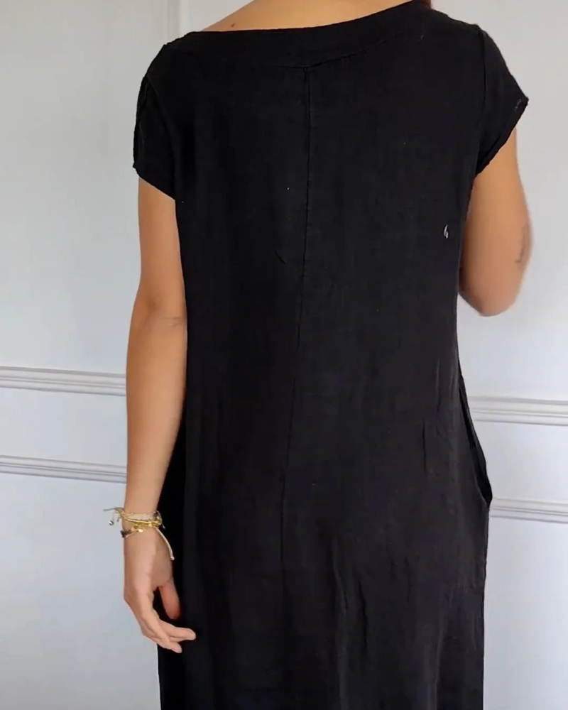 Juniper - Vestido de Algodón y Lino a la Moda con Bolsillos